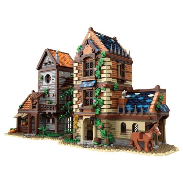 3906 PCS MOC medieval castle town street tavern shop cell building model assembly building blocks toys