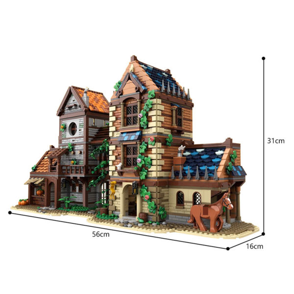 3906 PCS MOC medieval castle town street tavern shop cell building model assembly building blocks toys - Image 2