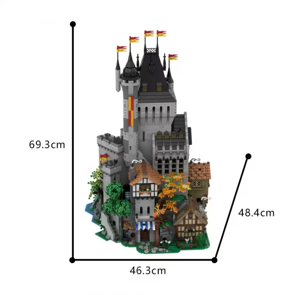 9603 PCS MOC Medieval Lion Knight Castle Tower Village City Square Assembling Building Blocks Toys - Image 2