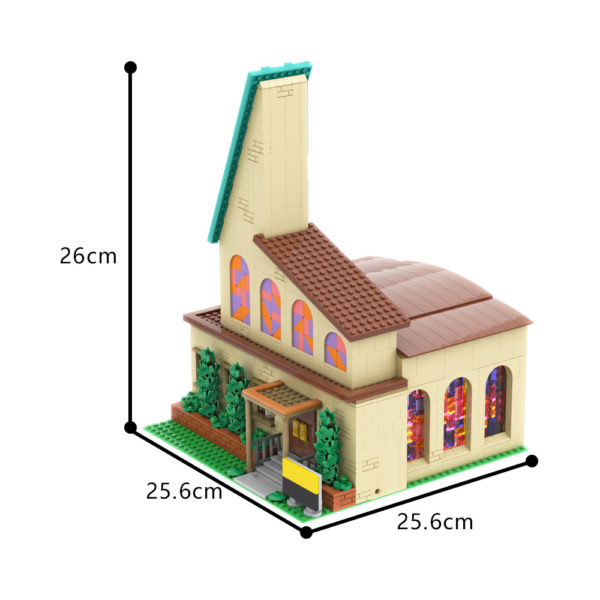 1896 PCS MOC The Simpsons Springfield Church MOC-148028 Assembling Building Blocks Toys - Image 3